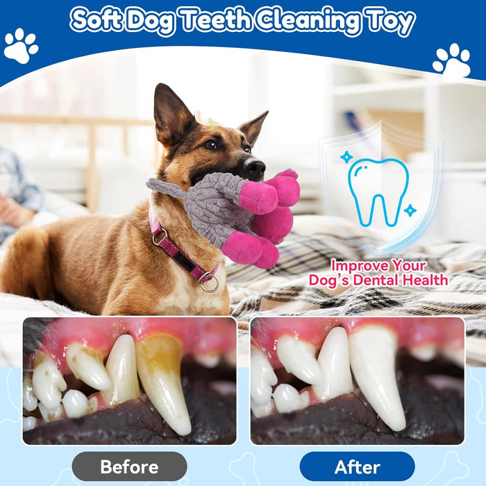 Plush Chew Toys for Large Dogs, Tough Crinkle Stuffed Animal Squeaky Interactive Toys for Small Medium Large Dogs, Keep 
