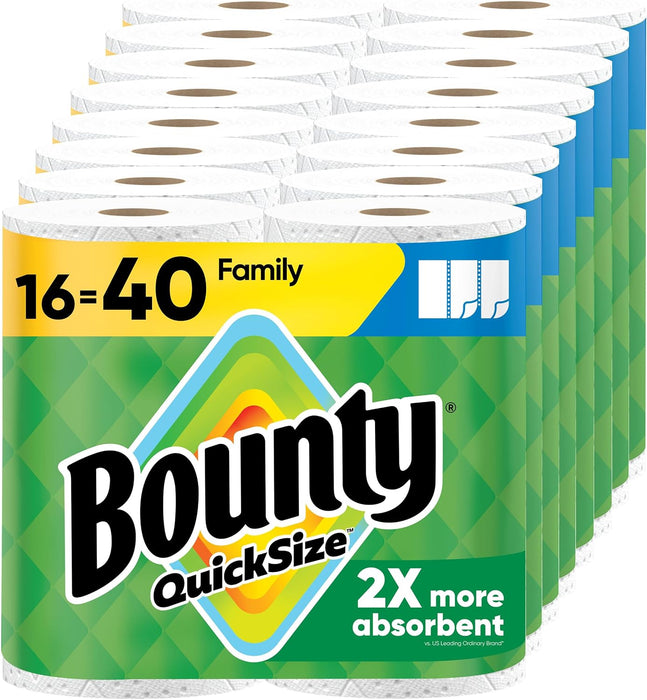 Paper Towels Quick Size, White, 16 Family Rolls = 40 Regular Rolls