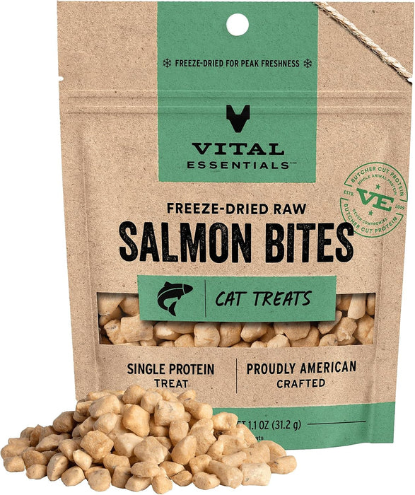 Freeze Dried Cat Treats, Salmon Bites, 1.1 oz Bag