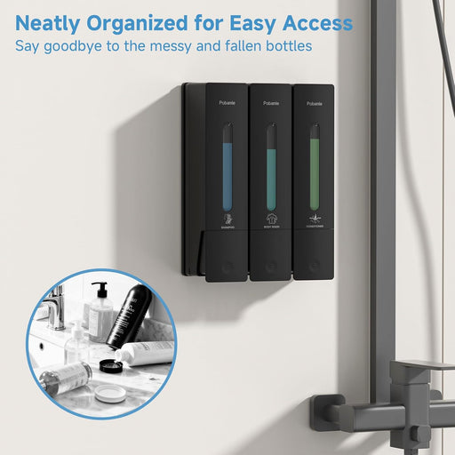 Shampoo and Conditioner Dispenser - Shower Soap Dispenser Wall Mounted No Drill - Shampoo Conditioner Body Wash Dispense