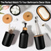 Black Bathroom Accessories Set 5 Pcs, Matte Black Bathroom Accessories, Plastic Soap Dispenser and Toothbrush Holder Set