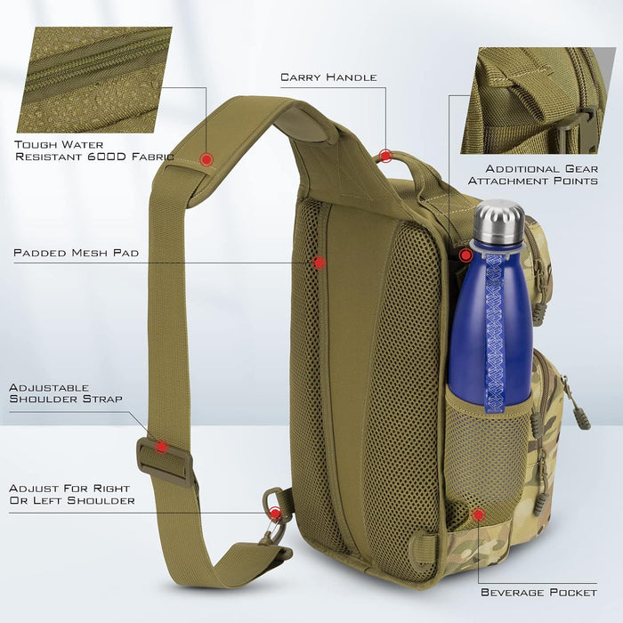 Blowbak Fishing Sling Bag, Fishing Backpack with Rod Holder