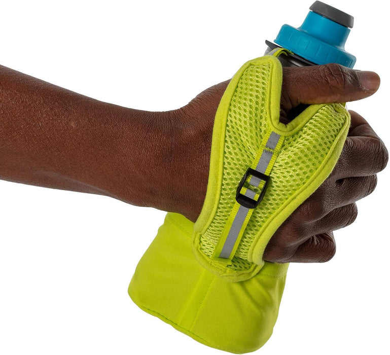 Running Handheld Water Bottle Adjustable No-Grip Quick Squeeze Lite Hand Strap. Reflective Hydration