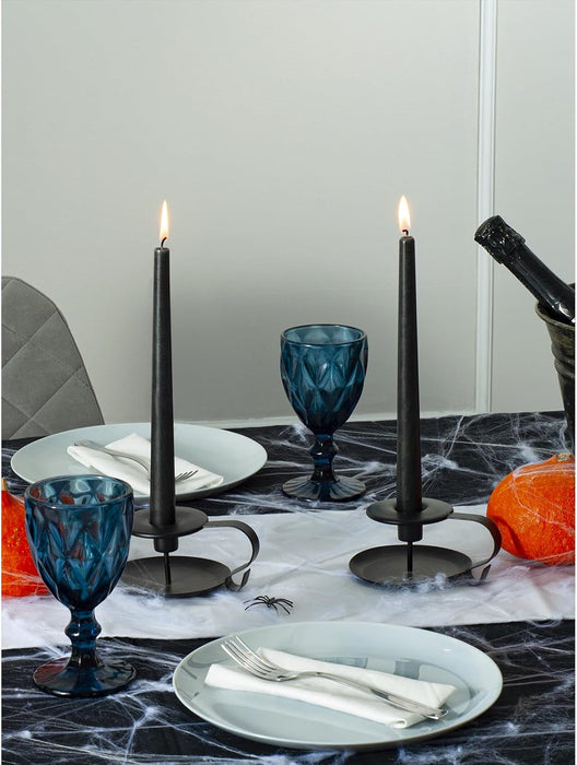 Black 12 inch Taper Candles Pack of 4 - Unscented Smokeless Dripless Tall Candle Sticks - Perfect for Home Decor, Specia