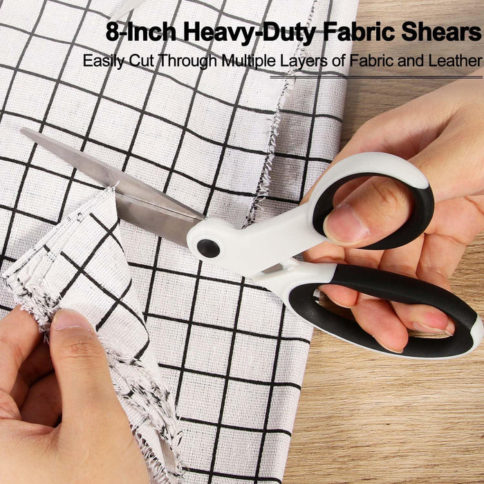 Premium Sewing Scissors Bundle, 8" Heavy Duty Fabric, 5" Embroidery, 4" Small Detail Scissors, 5" Thread Snips, Tailorin