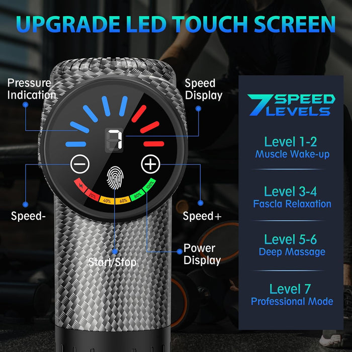 Massage Gun, Deep Tissue Back Massage for Athletes for Pain Relief, Percussion Massager with 10 Massages Heads & Silent Brushless Motor, Fathers Day Dad Gifts, Carbon