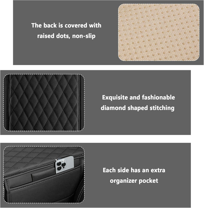 Upgraded Car Center Console Cover,Microfiber Leather Car Armrest Cover Cushion with 2 Storage Bags,Universal Car Armrest