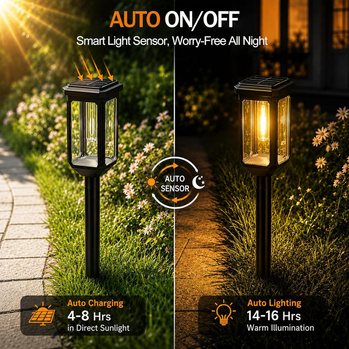 Solar Pathway Lights Outdoor 8 Pack, Bright Solar Garden Lights