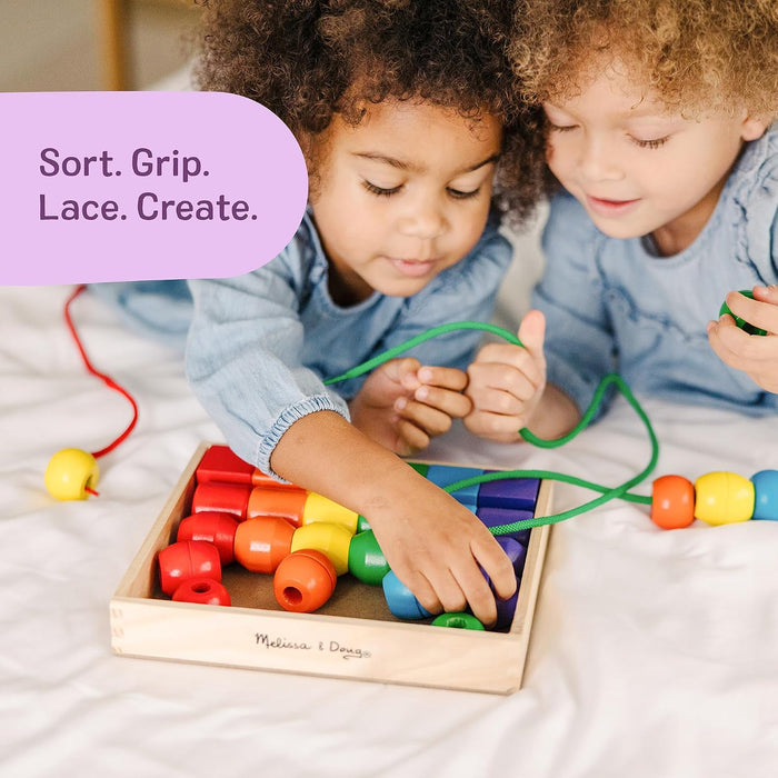 Melissa & Doug Primary Lacing Beads 33-Piece Montessori Toy Set