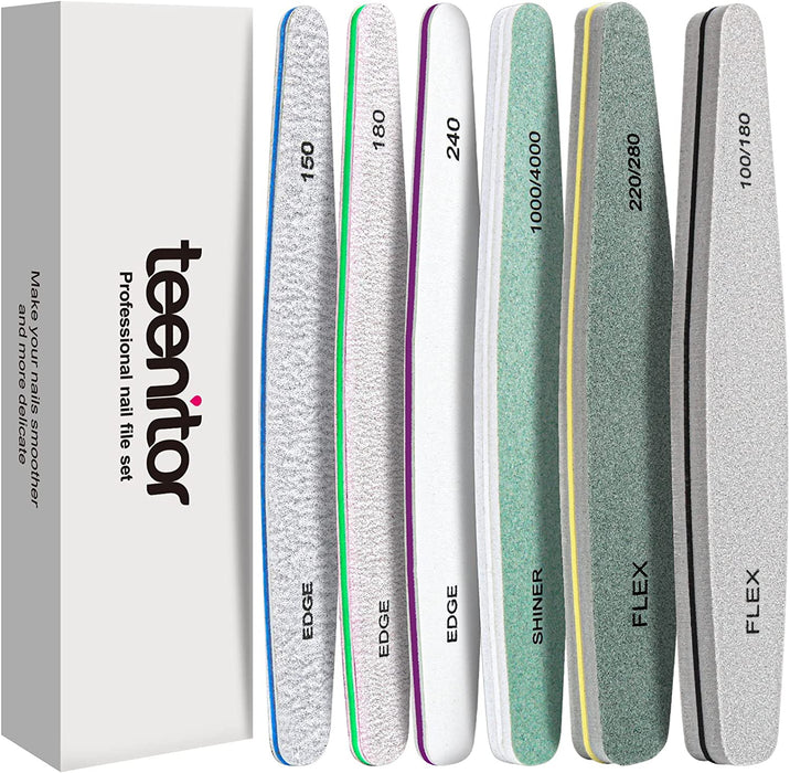 Nail File Nail Buffer, 6 pcs Nail Files and Buffers for Natural Nails, Emery Boards for Nails, Nail Buffer and Shine Kit Nail Filer, Nail Buffer Block 100/180 Grit Nail Files Fingernail Files