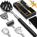 Telescopic Back Scratcher with 5 Detachable Heads, Gifts for Men, Black10-34 Stainless Steel Pole, Rubber Grip, Portable Carry Pouch, Birthday Gifts for Men,Women, Dad and Adults