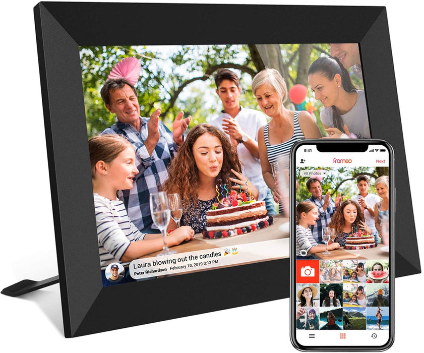 32GB FRAMEO 10.1 Inch Smart WiFi Digital Photo Frame 1280x800 IPS LCD Touch Screen, Auto-Rotate Portrait and Landscape, 