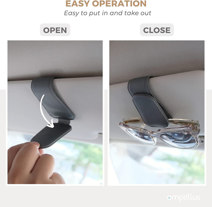 Magnetic Leather Car Sunglass Holder, Visor Sunglasses Holder Clip, 1 Pack