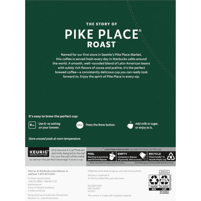 K-Cup Coffee Pods, Medium Roast Hot or Iced Coffee, Pike Place Roast, 96 Keurig Pods ​
