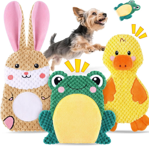 Dog Toys to Keep Them Busy, 3 Pack No Stuffing Interactive Dog Toys with Crinkle, Squeaky Puppy Chew Toys for Small, Med