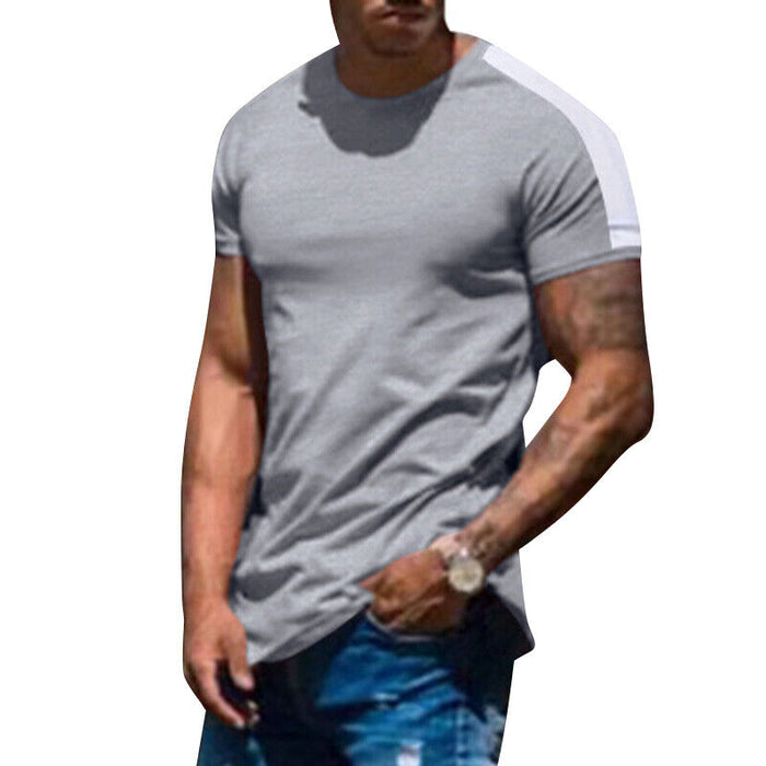 Mens Casual round Curved Hem T-Shirt Men Sport Fashion Short Sleeve T Shirts