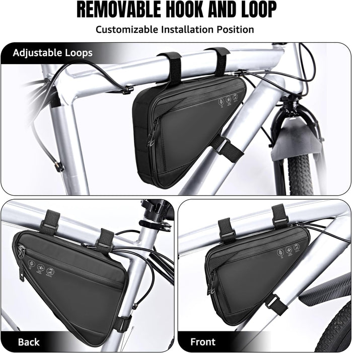 Bike Frame Bag - Water-Resistant Reflective Triangle Storage Bag, 2L