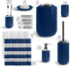 Bathroom Set - Navy Bathroom Accessories Set, 20PC Bathroom Accessory Set, Shower Curtain Set with Liner, Toothbrush Holder, Soap Dispenser, Soap Dish, Toilet Brush Holder, and Trash Can