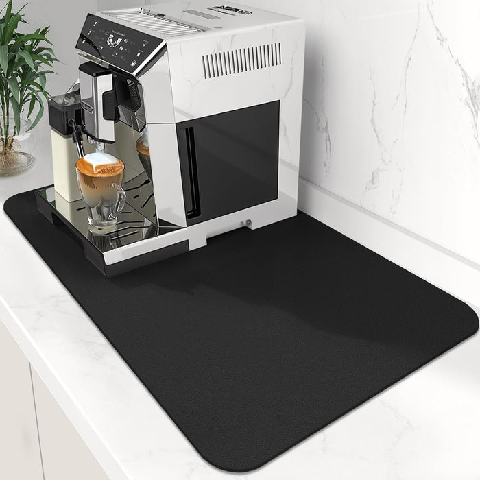 Coffee Mat Super Absorbent Dish Drying Mat Coffee Bar Mat 12"x 19", Black