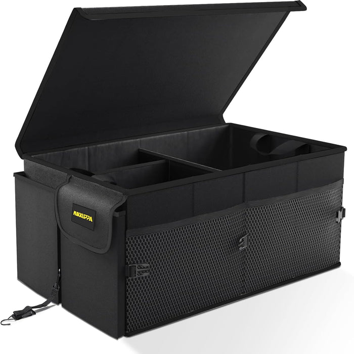 Trunk Organizer with Lid - 65L Collapsible Car Organizer, Black