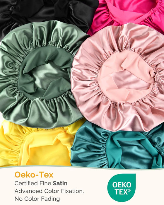 Adjustable Silk Bonnet for Sleeping Women Double Layer Satin Bonnet Reduce Friction Prevent Frizz Curly Hair