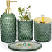 Glass Bathroom Accessories Set, Sage Green Bathroom Set, 4 Pcs