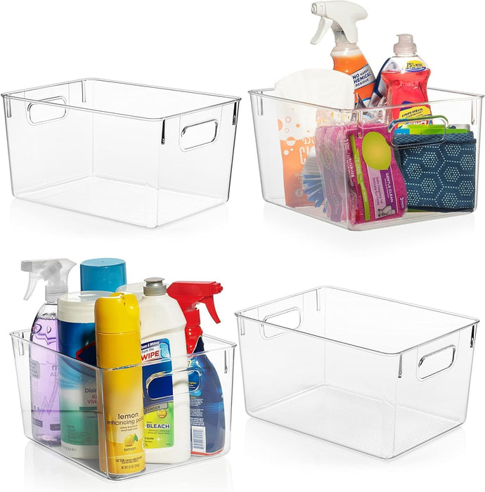 Clear Plastic Storage Bins – Pantry Organizers & Storage Containers, Cabinet Organizer - Home Organization Must Haves fo