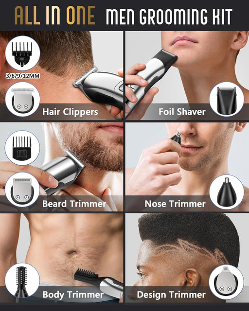 Beard Trimmer for Men, Waterproof Electric Razor, Grooming Kit