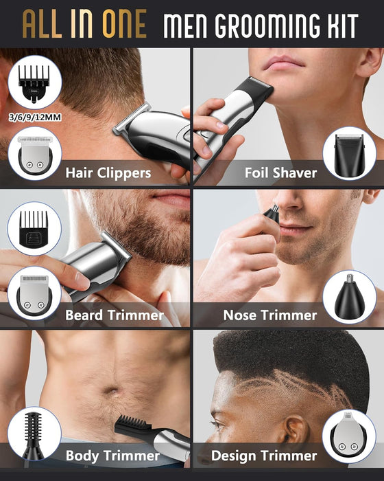 Beard Trimmer for Men, Waterproof Electric Razor, Grooming Kit