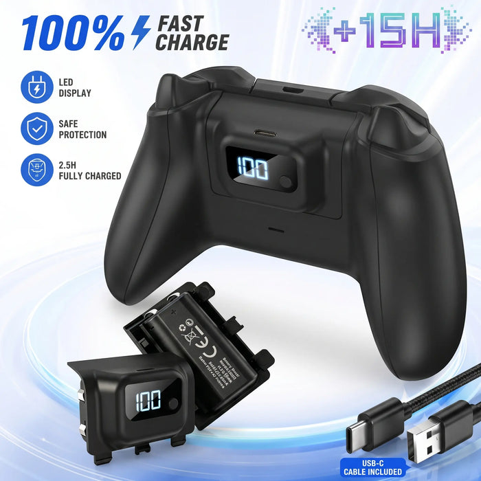 Tuodes +15H Battery Pack for Xbox-Series X Gaming Controller with 1200Mah Capacity and USB Cable for Enhanced Gaming Experience for X-Box Series S