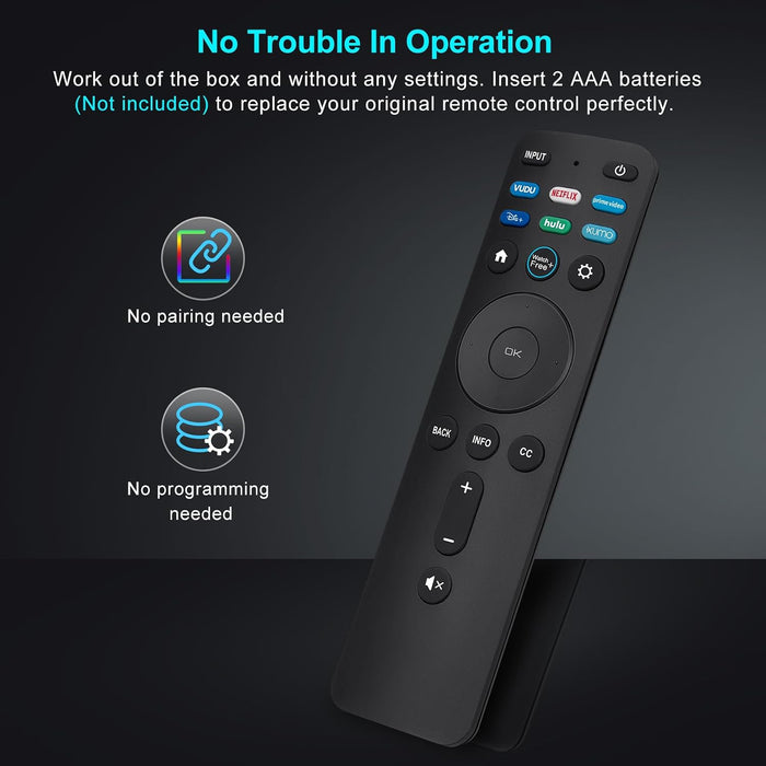 Universal Remote Replacement XRT260 for All VIZIO Smart TV Smartcast 4K P-Series V-Series D-Series M-Series XRT136 XRT140, with Buttons for Netflix Disney Prime Video Hulu (No Voice Function)