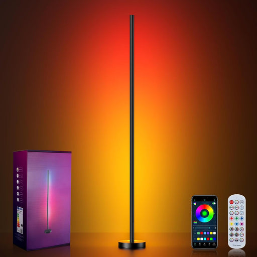 Smart RGBICW LED Corner Floor Lamp - 16 Million DIY Colors, 68+ Scenes, Music Sync, App & Remote Control, Color-Changing