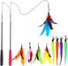 Cat Toys for Indoor Cats, Interactive Cat Toy 2PCS Retractable Wand Toy and 9PCS Cat Feather Toys Refills, Funny Kitten 