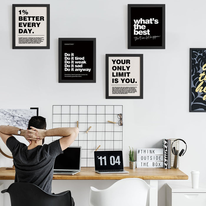Motivational Inspirational Office Wall Art Decor Prints Set of 4