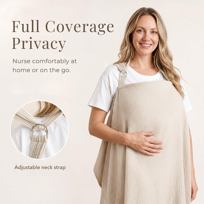 Muslin Nursing Cover Up for Breastfeeding with Rigid Hoop