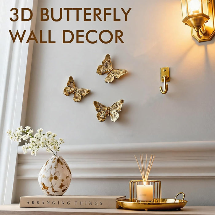 3D Butterfly Wall Decor Set – Resin Wall Decor for Living Room, Bedroom, Bathroom, Dining Room, Outdoor and Gallery Wall