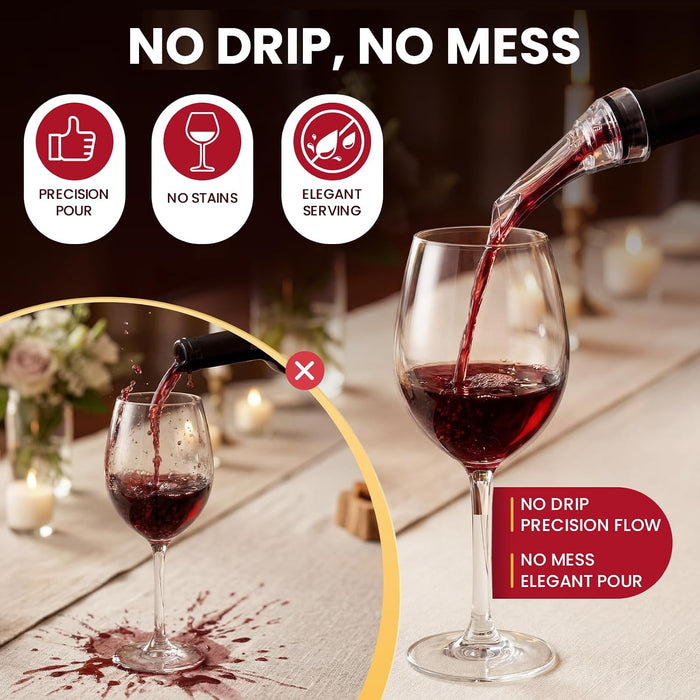 Wine Aerator Pourer Spout, 2 Pack, Drip-Free Pouring, Instant Aeration