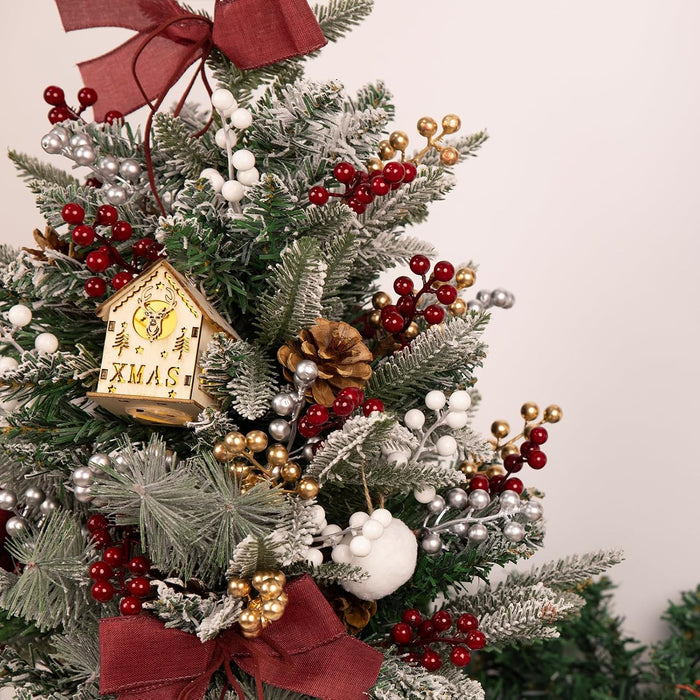 50-Pack Christmas Tree Decorations 6.5" Red Berry Stems Ornaments