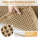 Set of 2 Waffle Bathroom Rugs Boho Bath Mat Brown 18x30 Inch