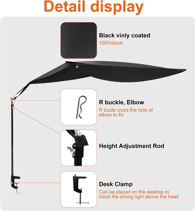65" office cubicle desk shade,designed for light sensitive workers,idea for office cubicles and orginal desk canopy,block overhead light Black(Patent pending)
