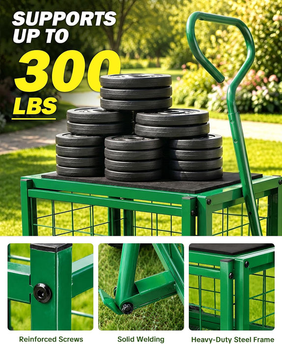 Garden Cart with Detachable Seat, Rolling Garden Seat with Wheels
