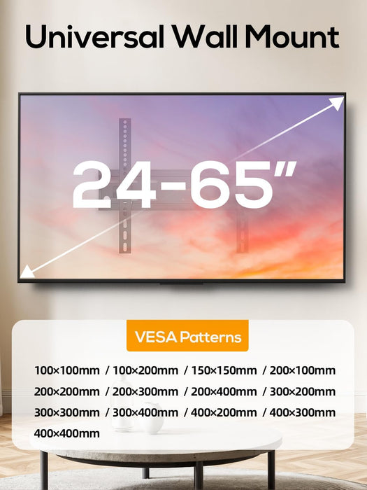 40 50 55 inch Tilting TV Wall Mount for 24-65 '' TVs, Low Profile TV Mount, Ultra Slim Wall Mounts TVs Bracket, Max VESA