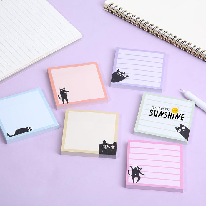 - Black Cat Sticky Notes Set, 3" x 3", 6 Pads, 480 Sheets | Black Cat Sticky Notes, Memo Pads, Self-Stick Note Pad for Office, School, Home, Study & Organization
