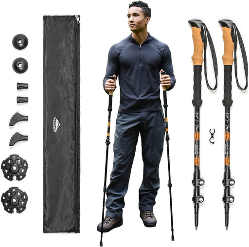 Lightweight Aircraft-Grade Aluminum Trekking Poles with Extended Down Grip Plus Tip Kit