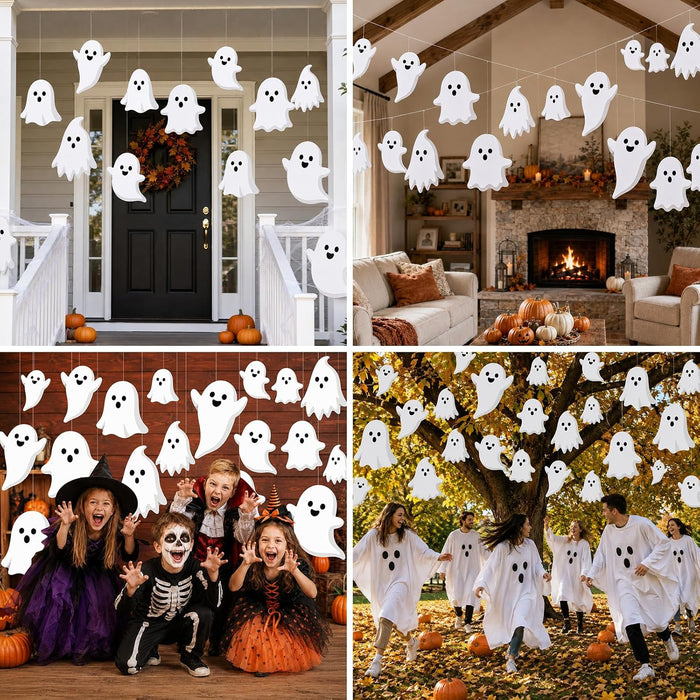 20Pcs Large Halloween Ghost Hanging Ornament Decor Ghost Party Banner