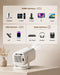 Mini Portable Projector with WiFi Bluetooth, Built‑in Android 14 Apps