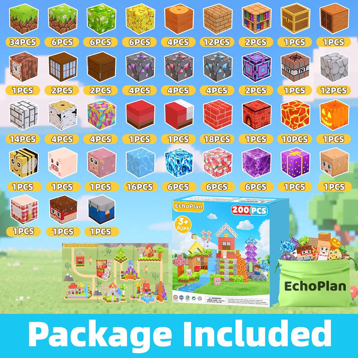 Magnetic Blocks, 200PCS Magnetic Building Blocks for Kids Ages 3+
