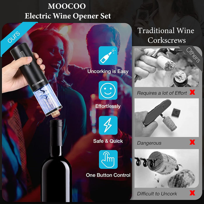Electric Wine Opener with Charging Base, Cordless Electric Wine Bottle Opener with 2-in-1 Aerator &Pourer, Foil Cutter, 