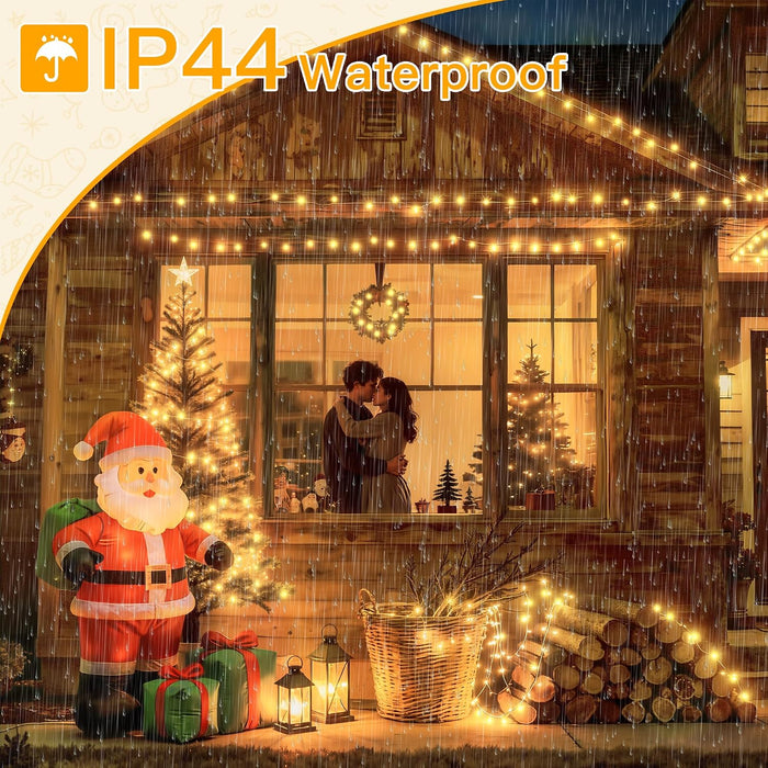 Christmas Lights 200LED 60FT Indoor, Warm White Connectable Plug in String Light Outdoor, 8 Modes Waterproof Timer LED Fairy Lights for House Outside Bedroom Patio Balcony