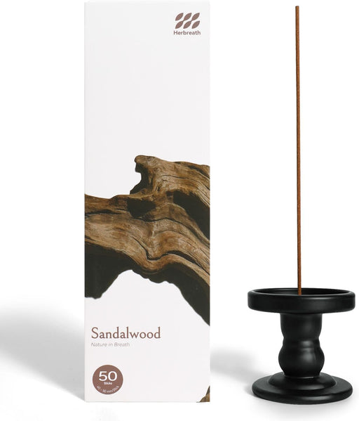 Sandalwood Incense Sticks, Pack of 50, 100% Natural Plant-Based, Crafted for Meditation, Yoga & Daily Rituals, Warm Crea